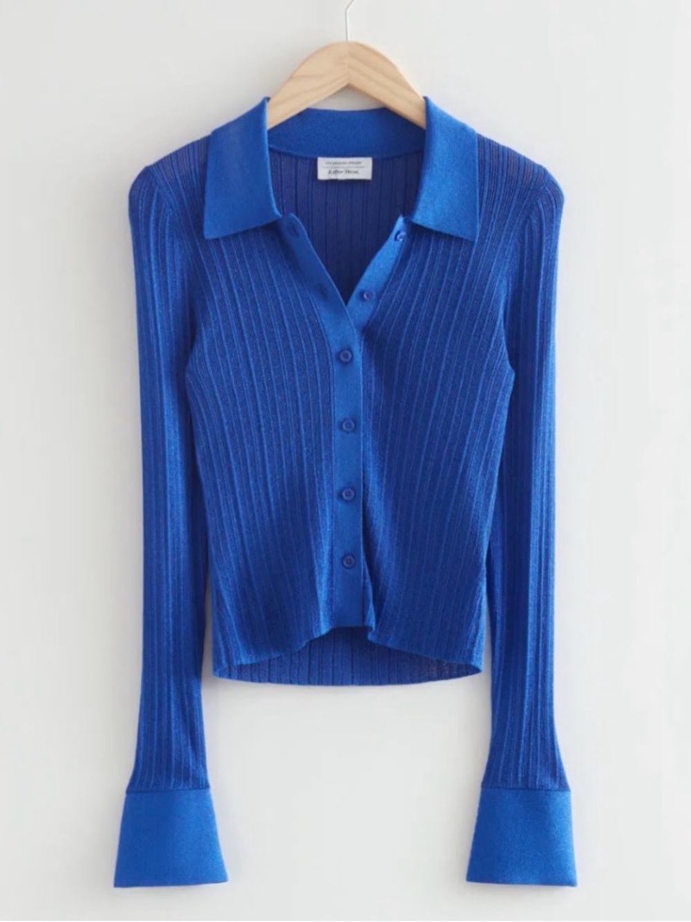 & Other Stories Blue Glittery Collar Cardigan Top